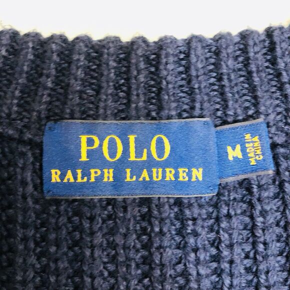 Polo Ralph Lauren Women’s M Rib Knit Cotton Crewneck Sweaters Navy - Picture 6 of 8
